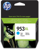 HP 953XL High Yield Cyan Original Ink Cartridge, F6U16AE