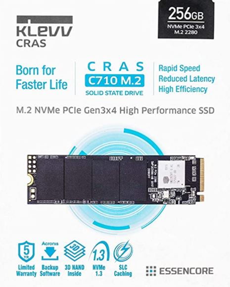 Klevv CRAS C710 INTERNAL SSD M.2 PCIe Gen 3*4 NVMe 2280 - 256GB (K256GM2SP0-C71)