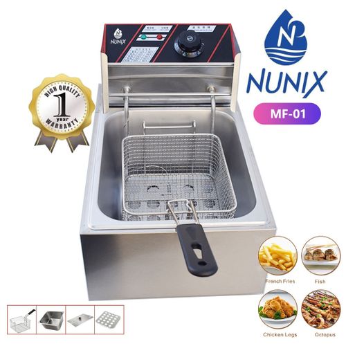 Nunix DF-01 Electric Deep Fryer - Single 6Litres Tank Capacity, Easy to use, Adjustable temperature control