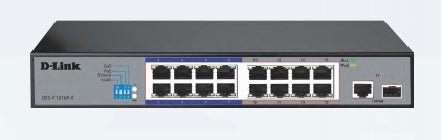 D-link 16-port 10/100Base-T Unmanaged Long Range 250m PoE+ Surveillance Switch with 16 PoE ports (DES-F1016P-E/B)