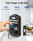Raykube Fingerprint Door Lock With Tuya app - Waterproof, Bluetooth, Wifi, Keyless IC Passcode Card, Enter Electronic Lock, TT Lock