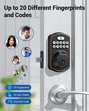 Raykube Fingerprint Door Lock With Tuya app - Waterproof, Bluetooth, Wifi, Keyless IC Passcode Card, Enter Electronic Lock, TT Lock