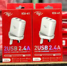 Itel UK USB Adapter ICU-41 Original Charger - Dual output, 2.4 A