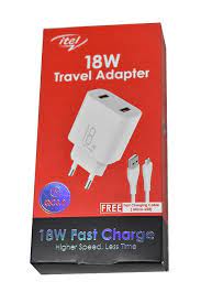 Itel  Adapter  EU ICW181E Charger - 18W, Fast Charger, 2 USB Port,