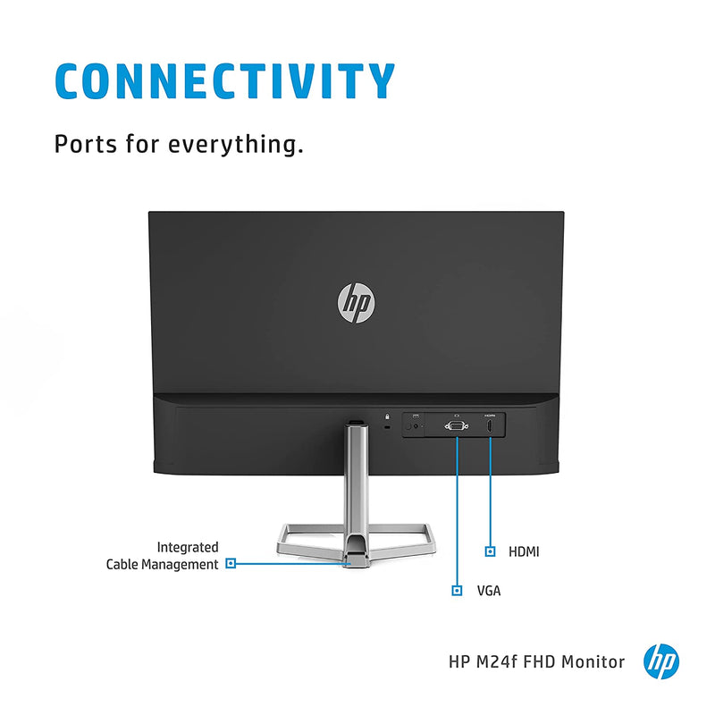 HP M24f 23.8" Inch FHD Eye Safe Certified IPS 3-Sided Micro-Edge LED Monitor, AMD Free Sync with 1xVGA, 1xHDMI 1.4 Ports - 2E2Y4AA