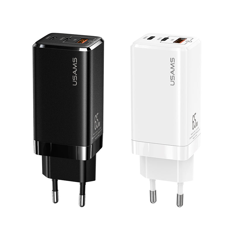 USAMS US-CC110 T33 65W Mini GaN Three Ports Fast Charging USB Charger Power Adapter(CC110TC01)