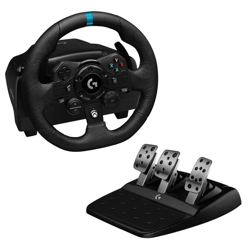 Logitech G923 Racing Wheel and Pedals for PS 5, PS4 and PC ,Trueforce  1000 Hz Force Feedback, Responsive Pedal, Dual Clutch Launch Control, and Genuine Leather Wheel Cover