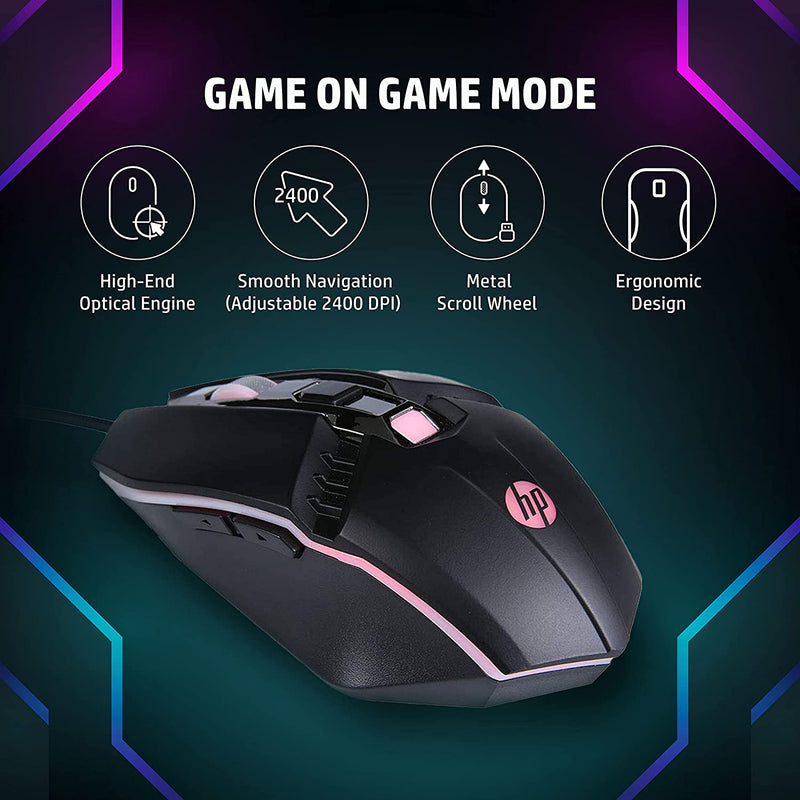 HP M270 Backlit USB Wired Gaming Mouse with 6 Buttons - 7ZZ87AA