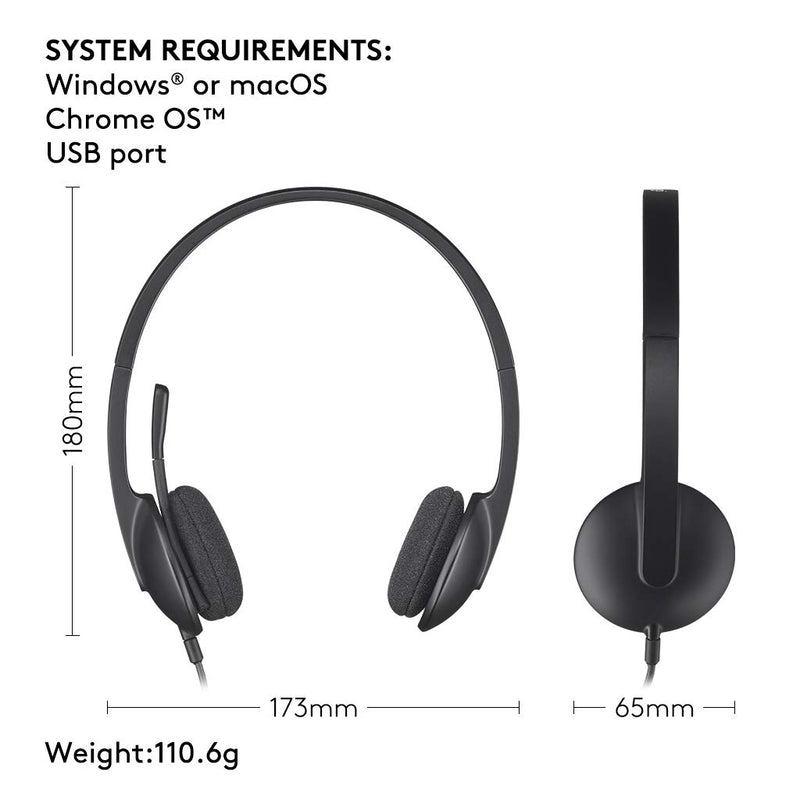 Logitech H340 USB Stereo Headset with Noise-Cancelling Mic