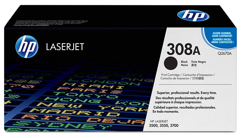 HP 308A Black Original LaserJet Toner Cartridge (Q2670A)