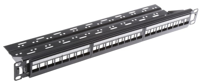 D-Link 24 Port Cat6A Shielded Fully Loaded Punch Down Patch Panel- Keystone Type with Shutter -1U- Black Colour