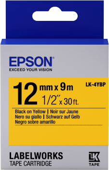 Epson Label Catridge Pastel LK-4YBP Black on Red tape 12MM (9M) (C53S654008)