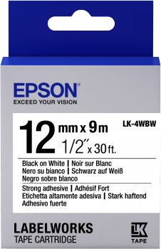Epson Label Catridge Pastel LK-4WBW Black/White tape 12MM (9M) (C53S654016)
