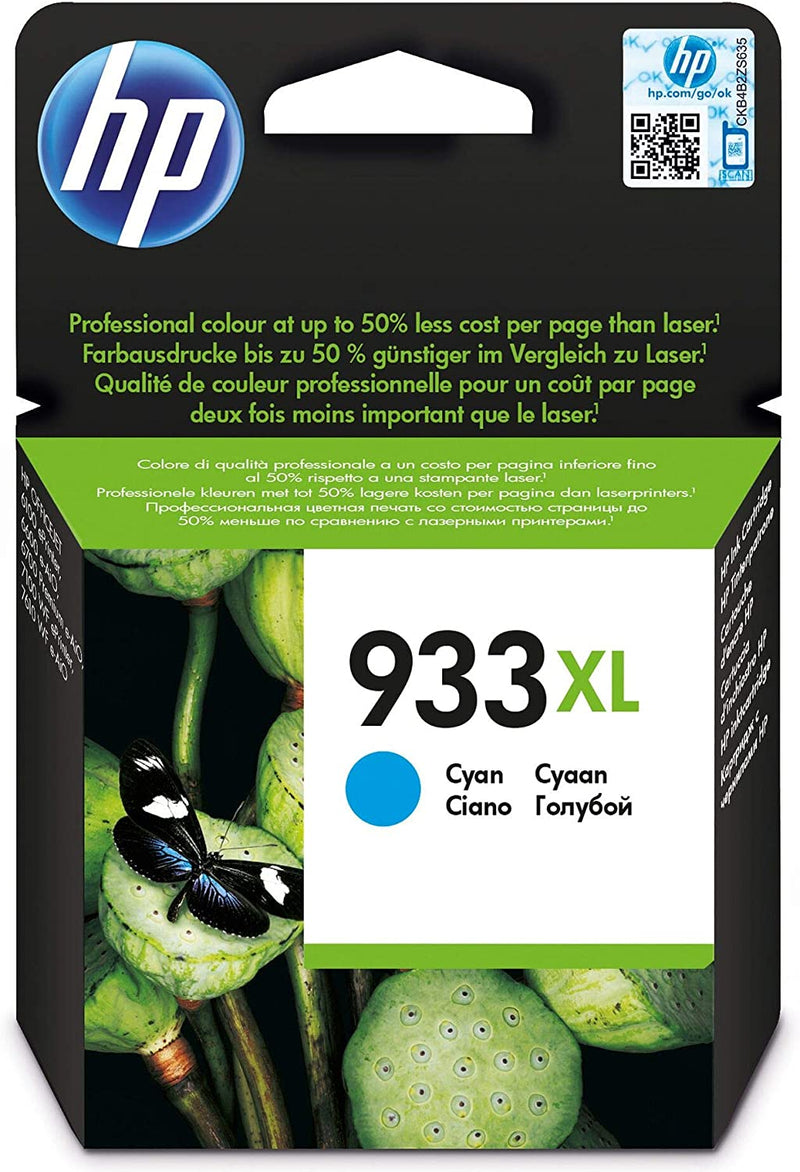 HP 933XL High Yield Cyan Original Ink Cartridge, CN054AE