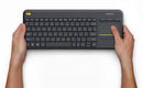 Logitech K400 Plus Wireless Touch Keyboard – PC-to-TV Control with Built-in Touchpad, Compact & Quiet for Smart TV, HTPC, Windows