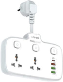 LDNIO 2 Universal Outlets Wall Power Socket 2500W With 1PD, 1 QC3.0 and 2 Auto-ID USB with individual switch - SC2413