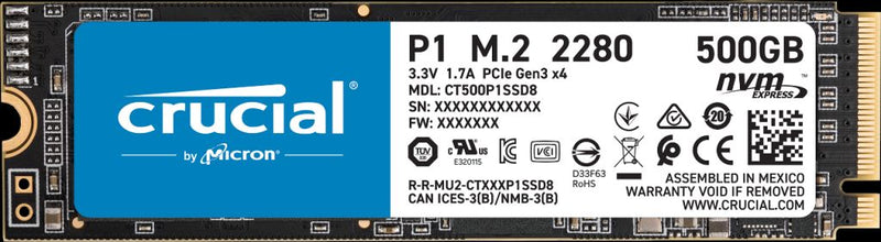 CRUCIAL P1 1TB INTERNAL SSD M.2 PCIe Gen 3*4 NVMe 2280 (CT1000P1SSD8)