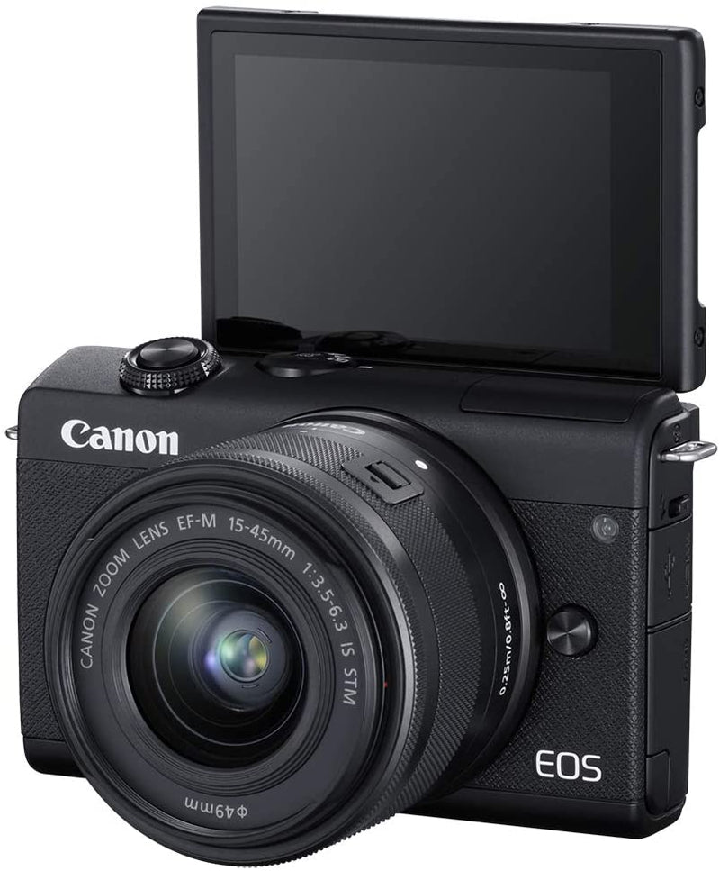 Canon EOS M200 Compact Mirrorless Digital Vlogging Camera with EF-M 15-45mm lens, Vertical 4K Video Support, 3.0-inch Touch Panel LCD, Built-in Wi-Fi, and Bluetooth Technology, Black