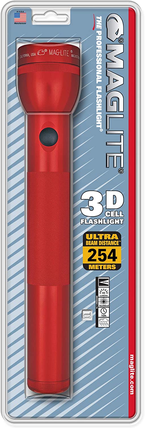 Maglite Heavy-Duty Incandescent 3-Cell D Flashlight, Red - ST3D036U