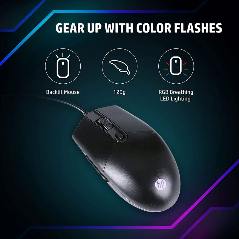 HP M260 RGB Backlighting USB Wired Gaming Mouse, black - 7ZZ81AA