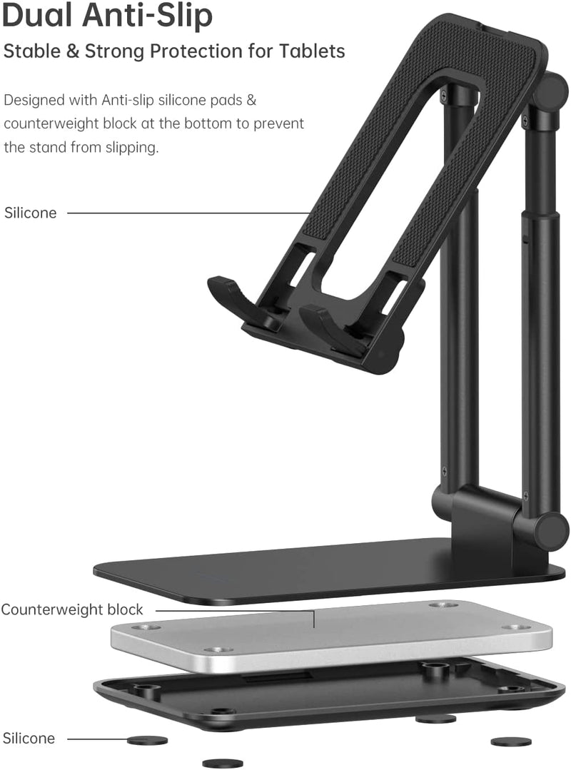 Momax Tabletop Foldable Mobile & Tablets Stand Holder - Compatible for Smart phones, iPad, iPad Pro 12.9, iPad 7th Generation, iPad Mini Air, Samsung Galaxy Tab, iPhone 13 Series, 12 Series, E-Reader - PS6