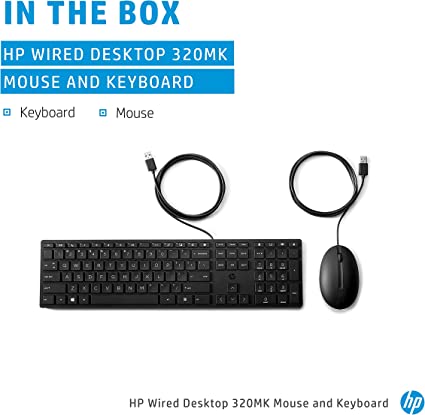 HP Wired Desktop 320MK Mouse and Keyboard (9SR36AA)