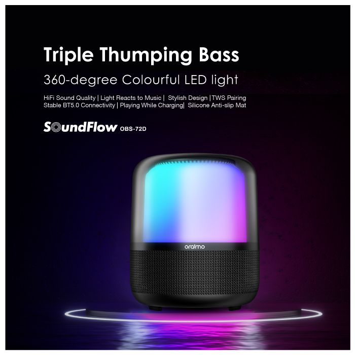 Oraimo Colorful Light Triple Thumping Bass SoundFlow Wireless Soundbar