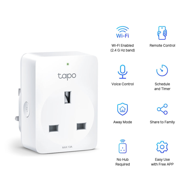 TP-Link Tapo P100 Mini Smart Wi-Fi Socket Outlet - Works with Amazon Alexa & Google Home