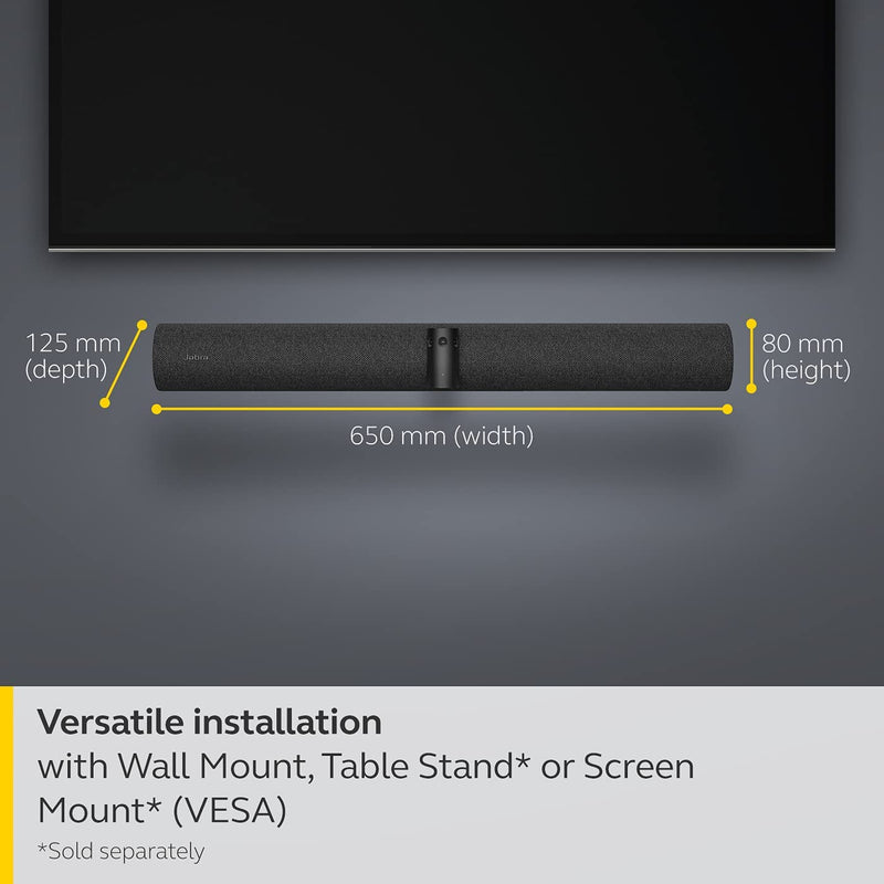 Jabra PanaCast 50 Panoramic 4K Video Bar, 180° View & 8 Microphones Conference Camera, UK Charger - 8200-237