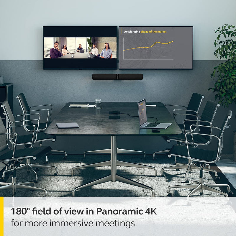 Jabra PanaCast 50 Panoramic 4K Video Bar, 180° View & 8 Microphones Conference Camera, UK Charger - 8200-237
