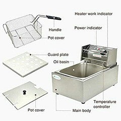 OwnGreat OG-DF10 Electric Deep Fryer - Single 6Litres Tank Capacity, Easy to use, Temperature gauge