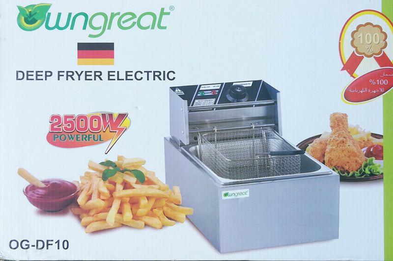 OwnGreat OG-DF10 Electric Deep Fryer - Single 6Litres Tank Capacity, Easy to use, Temperature gauge