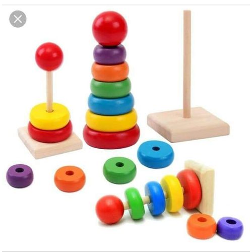 Wooden Toy Rainbow Tower