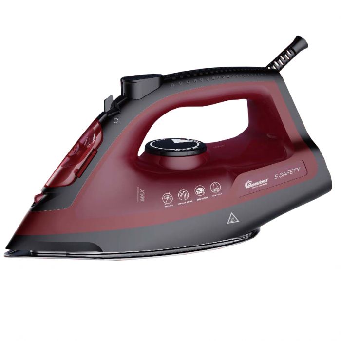 Ramtons RM/584 Red Steam Iron – Non Stick Soleplate, Spray Function, Dry Iron Function