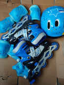 Skating Full Set; skating shoes, helmet, and guard kit for Kids Toddlers -Adjustable skater roller shoes Protective Gear Full Set
