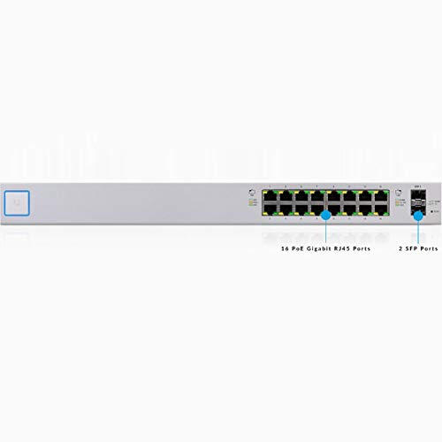 Ubiquiti UniFi Managed 16-Port Gigabit Ethernet PoE Switch 150W + 2 SFP- (US-16-150W)