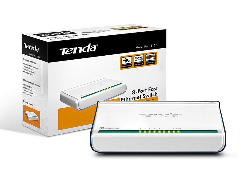 Tenda S108 8-Port Unmanaged 8-Port 10/100Mbps Fast Ethernet Switch