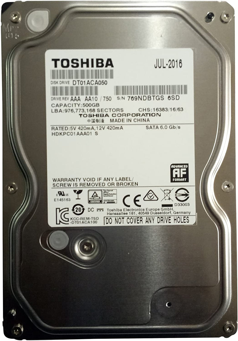 Toshiba 500GB Sata 3.5" Desktop Internal HDD (DT01ACA050)