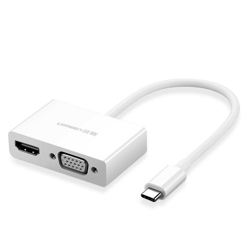 UGREEN USB-C to HDMI + VGA Converter, White – MM123