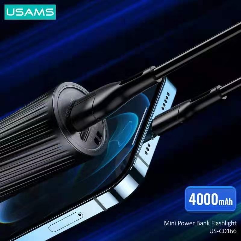 USAMS US-CD166 Mini Power Bank Rechargeable LED Flashlight 4000mAh(4KCD 16601)