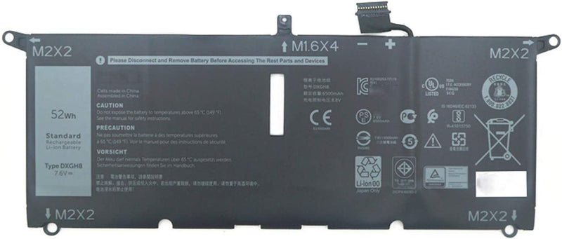 DXGH8 Laptop Battery for Dell XPS 13 9370 9380 0H754V FHD 13-9370-D1705S Latitude 3301 Inspiron 5390 5391 7400 7490 Series G8VCF P82 - B-06-DE-105-N