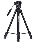 KINGJOY VT-1500 Heavy Duty Camera Tripod with Fluid Pan Drag Head, Travel Tripod Aluminum Compatible for DSLR SLR Nikon, Canon, Sony Camcorder DV, with Carry Bag