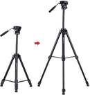 KINGJOY VT-1500 Heavy Duty Camera Tripod with Fluid Pan Drag Head, Travel Tripod Aluminum Compatible for DSLR SLR Nikon, Canon, Sony Camcorder DV, with Carry Bag
