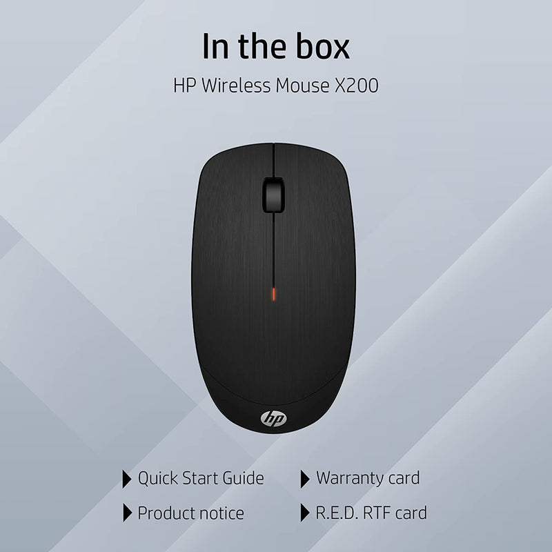 HP X200 Wireless Mouse with 2.4 GHz Wireless connectivity, Adjustable DPI up to 1600 - 6VY95AA