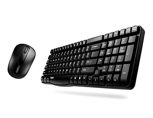 Rapoo Wireless Multimedia Optical Mouse & Keyboard Combo, Black - X1800s