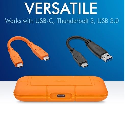 LaCie Rugged 2TB SSD -  Water Resistant, 3meter Drop resistant (STHR2000800)