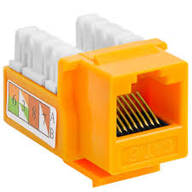 Cat6 UTP 180〫Punch Down Keystone Jack - Yellow Colour (NKJ-C6YEL1B21)